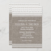 Rustieke Burlap & Elegant Kant Bruiloft Uitnodigin Kaart (Voorkant / Achterkant)