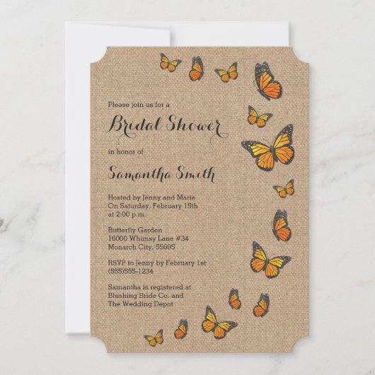 Rustieke Burlap en Butterfly Kaart (Voorkant)