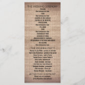 Rustieke burlap en kant trouwprogramma's programma (Achterkant)