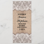 Rustieke burlap en kant trouwprogramma's programma (Voorkant)