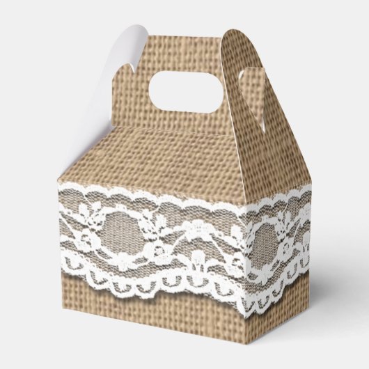 Rustieke Burlap en Lace Art Gable Favor Box Bedankdoosjes (Achterkant)