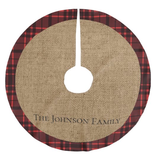 Rustieke Burlap en Red Plaid Kerstboom Rok (Voorkant)
