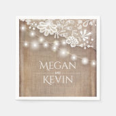 Rustieke Burlap en String Lights Lace Wedding Servetten (Voorkant)