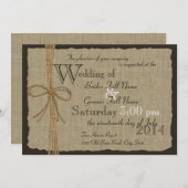 Rustieke Burlap en Twine bruiloft Kaart (Voorkant / Achterkant)