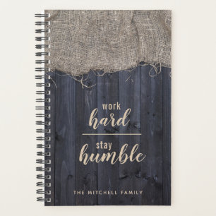 Rustieke Burlap en Wood Quote met Jouw naam Planner