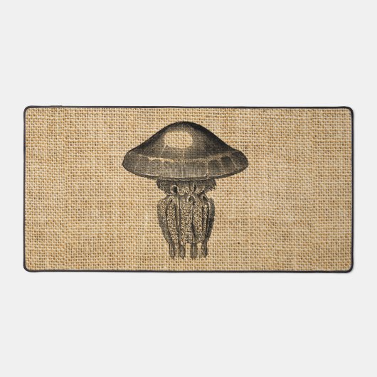 Rustieke Burlap Foto Afbeelding Kwallen Design Bureaumat (Voorkant)