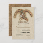 rustieke burlap hoefijzers paar bruiloft RSVP kaar (Voorkant / Achterkant)