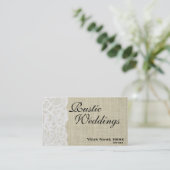 Rustieke Burlap & Kant Bruiloft Planner Visitekaar Visitekaartje (Staand voorkant)