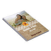 Rustieke Burlap, Kant en Touw, Wedding Guest Sign Notitieboek (Rechterzijde)