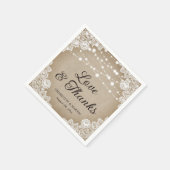 Rustieke  Burlap Kant Liefde en Bedankt Bruiloft Servet (Hoek)