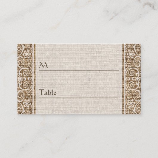 Rustieke Burlap Kant - Trouwtafel Place Card Plaatskaartje (Voorkant)