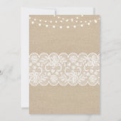 Rustieke Burlap Lace Christmas Dinner Day Party Kaart (Achterkant)