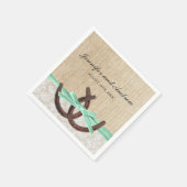 Rustieke Burlap Lace Hoefijzer Mint Ribbon Wedding Servetten (Hoek)