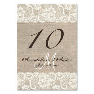 Rustieke Burlap Lace Trouwtafel Kaart