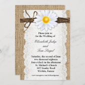 Rustieke Burlap Lace Twine Daisy Wedding Invitatio Kaart (Voorkant / Achterkant)