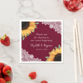 Rustieke Burlap Lace Zonnebloem en Bourgondische b Servet (Insitu)