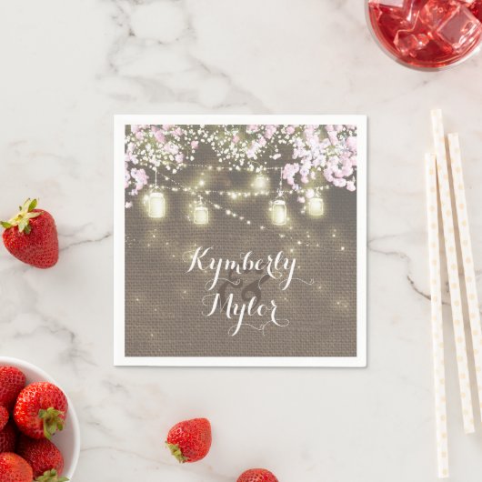 Rustieke Burlap Lights Mason Jars Bruiloft Servet (Insitu)