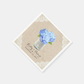 Rustieke Burlap Mason Jar Blue Hydrangea bruiloft Servetten (Hoek)