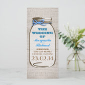 Rustieke burlap mason jar bruiloft programma's (Staand voorkant)