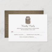 Rustieke Burlap Mason Jar Bruiloft RSVP (Voorkant / Achterkant)