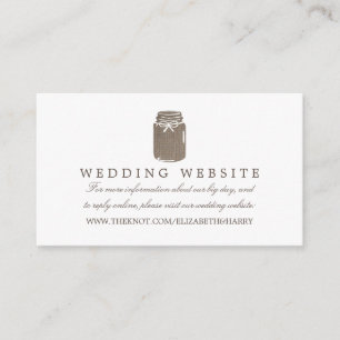 Rustieke Burlap Mason Jar Bruiloft Website Informatiekaartje