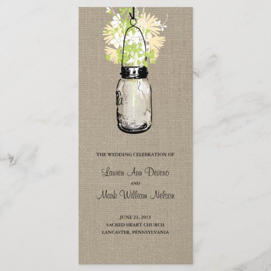 Rustieke Burlap Mason Jar en Wildflowers Programma (Voorkant)