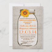 Rustieke Burlap Mason Jar Sunflower Engagement Par Kaart (Voorkant)