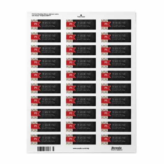 Rustieke Burlap Monogram Adreslabel Etiket (Full Sheet)