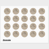 Rustieke Burlap Mr en Mrs Wedding Ronde Sticker (Vel)