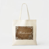 Rustieke Burlap Place Country Wedding Bruidsmeisje Tote Bag (Voorkant)