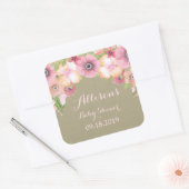 Rustieke Burlap Roze Bloemen Baby shower Label (Envelop)