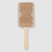 Rustieke Burlap Sack met Witte Kant. Handwaaier (Achterkant)