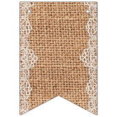 Rustieke Burlap Sack met Witte Kant. Vlaggetjes (Eerste vlag)