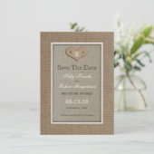 Rustieke Burlap Save the Date Uitnodiging (Staand voorkant)