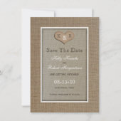 Rustieke Burlap Save the Date Uitnodiging (Voorkant)