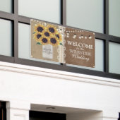 Rustieke Burlap Schuur Bruiloft Zonnebloem Mason J Spandoek (Buitenkant Gebouw)