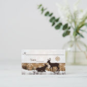 Rustieke Burlap, Sneeuwvlokken & Herten Bruiloft P Plaatskaartje (Staand voorkant)