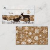 Rustieke Burlap, Sneeuwvlokken & Herten Bruiloft P Plaatskaartje (Voorkant / Achterkant)
