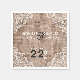 Rustieke Burlap stof kant   Servetten