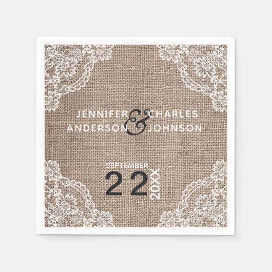 Rustieke Burlap stof kant | Servetten (Voorkant)