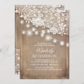 Rustieke Burlap String Lights Kant Verjaardagsfees Kaart (Voorkant / Achterkant)