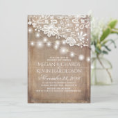 Rustieke Burlap String Lights Lace Engagement Part Kaart (Staand voorkant)