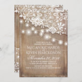 Rustieke Burlap String Lights Lace Engagement Part Kaart (Voorkant / Achterkant)