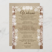 Rustieke Burlap Wedding Route - Huwelijk Welkom Programma (Voorkant / Achterkant)