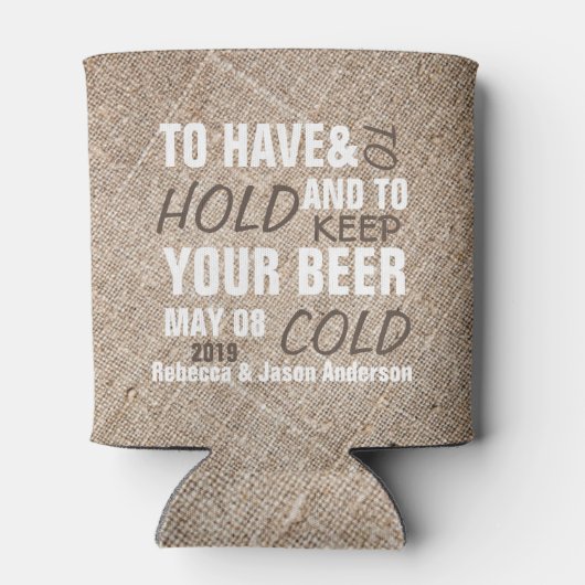 rustieke burlap western land bruiloft gunst blikjeskoeler (Achterkant)