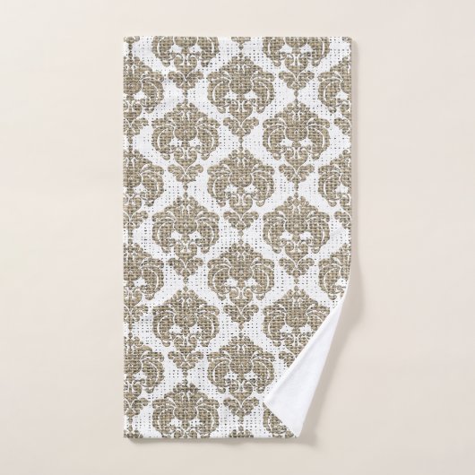 Rustieke Burlap & White Royal Glam Damask Bad Handdoek (Handdoek)