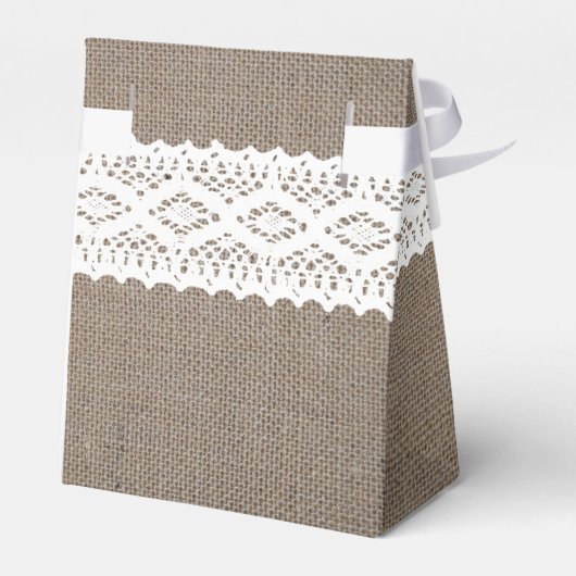 Rustieke Burlap & Witte Kant Bruiloft Dank u Bedankdoosjes (Achterkant)