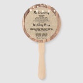 Rustieke Burlap Wood Lights Trouwprogramma Fan Handwaaier (Achterkant)