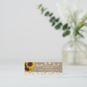 Rustieke burlap zonnebloemen bruiloft website RSVP Mini Visitekaartje (Staand voorkant)