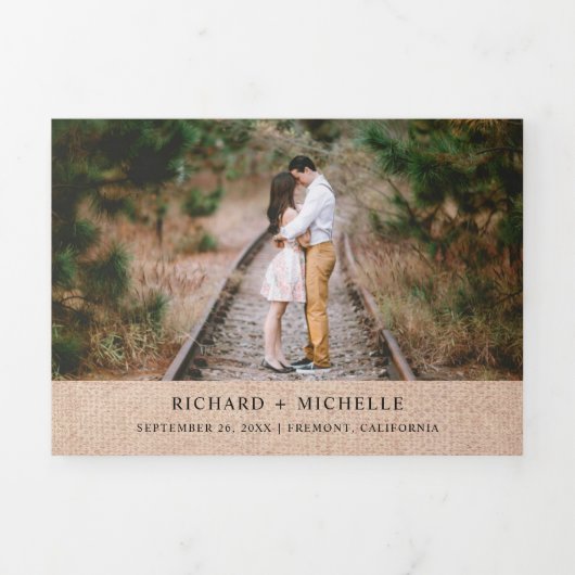 Rustieke Burlap Zonnebloemen Cowboy Westerne bruil Drieluik Uitnodiging (Cover)